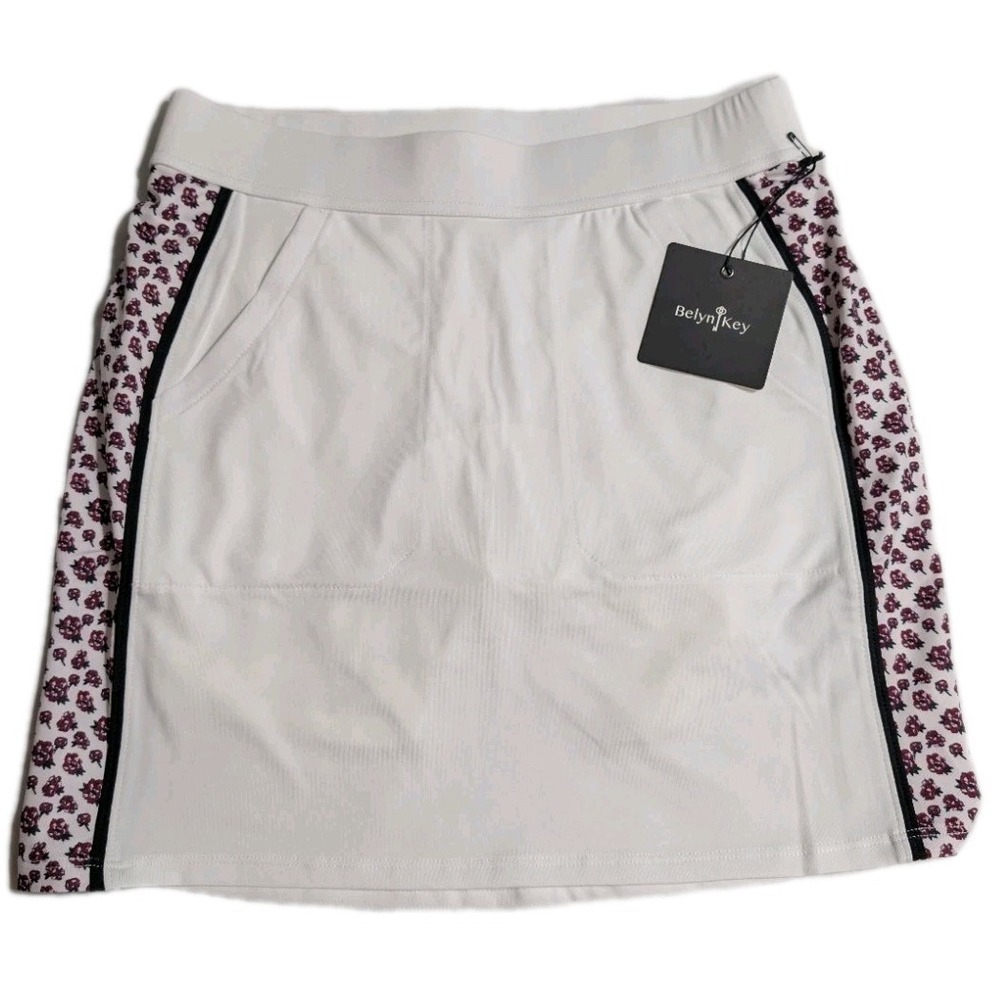 Belyn‎ Key Mia Skort Womens XS Chall Stem Floral Golf Tennis White NWT